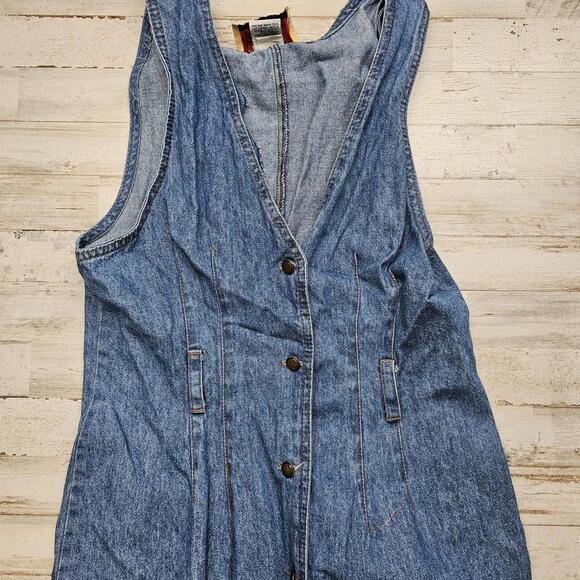 Studio Ease Women Blue Denim Maxi Dress Size 12 Belt Loops (no belt) - Picture 2 of 6